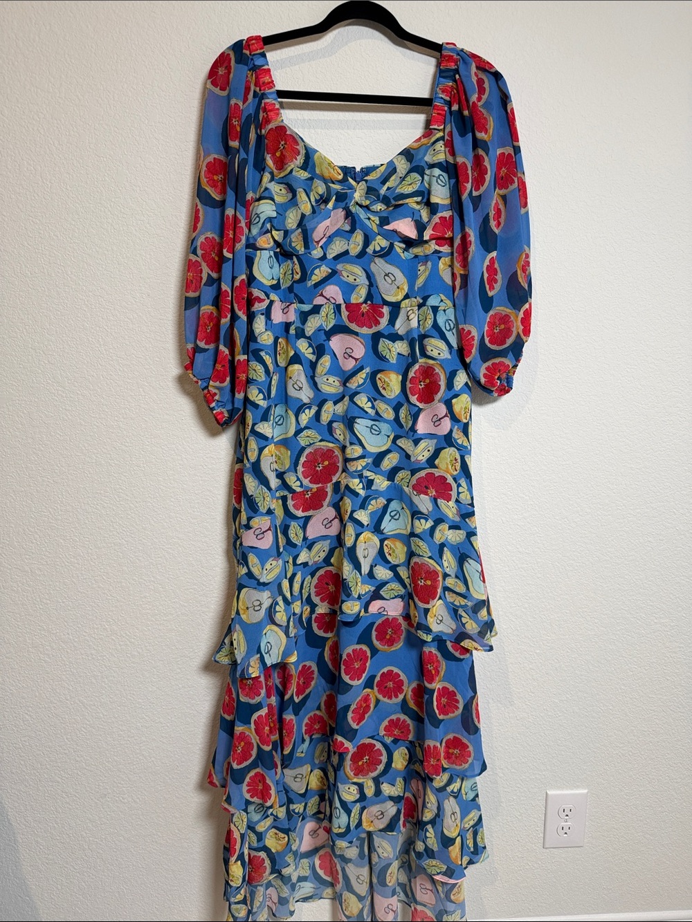 Anthropologie Hutch Frutas Tiered Fruit Print Dress Size 12